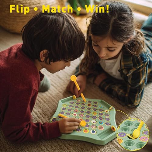 Image of Animal Memory Flip Chess Game - Montessori Matching Puzzle Board for Kids | Fun & Educational Travel Game for Toddlers, Preschoolers & Kindergarten Learning Activities | Gift for All