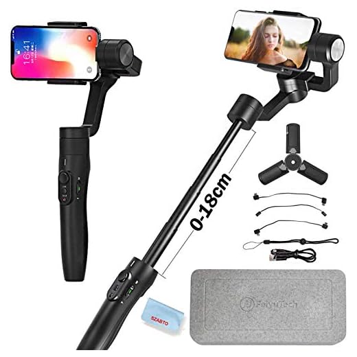 FeiyuTech Vimble 2S 3-Axis Smartphone Gimbal Stabilizer(Vimble 2 Updated) Compatible with iPhone 11 X 8 7/Samsung Note 8 Note7 with18 cm Extendable Handheld, Object Tracking,Time-Lapse (Black)