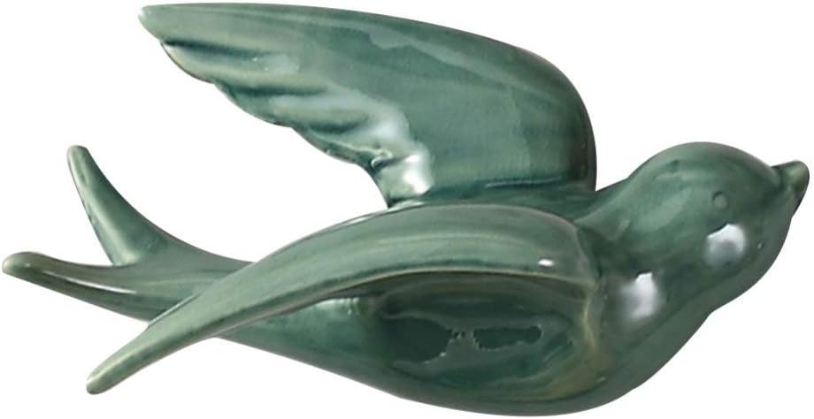 Sewroro Ceramic Swallow 1pc Hanging Swallows Sparrow Birds Wall Decor Ceramic Flying Birds Sparrows Wall Mount Hanging Decor (Green) Ceramic Decor Ceramic
