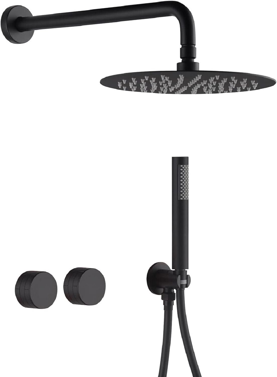 Round Bathroom Concealed Brass Shower System Kit,12 Inch Rain Shower System Set with Handheld