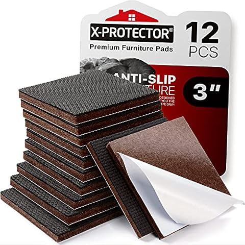 X-PROTECTOR Non Slip Furniture Pads – 12 Premium Furniture Grippers 3"! Best SelfAdhesive Rubber Feet Furniture Feet – Ideal Non Skid Furniture Pad Floor Protectors – Keep Furniture in Place! Cover