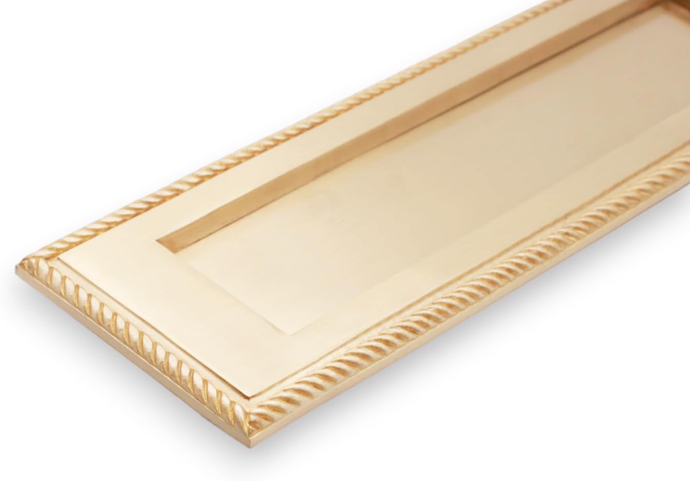 Infinity Decor 10” Solid Brass Georgian Rope Design Sprung Letter Plate in Satin Brass Ideal for Front Door