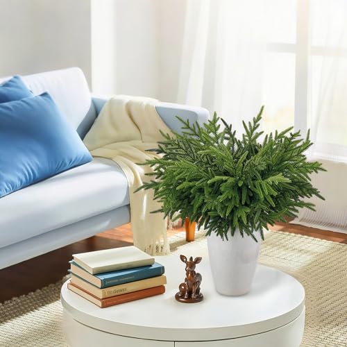 HIKISS 30 Pcs 24 Inch Realism Artisan-Crafted Norfolk Pine Branch - Artificial Christmas Greenery Stems with Lifelike Color Faux Cedar Pine Picks for Garland Wreaths Vases & DIY Indoor/Outdoor Décor — view 3
