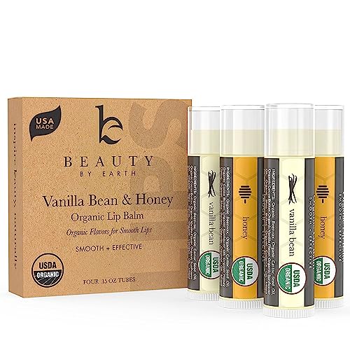Organic Lip Balm Pack - Usa Made Organic Vanilla Lip Balm & Honey Lip Balm, Lip Care Products, Beeswax Lip Balm, Make Best Womens Gifts & Stocking Stuffer Ideas For Teenagers And Girls, Small Gifts #TOP23