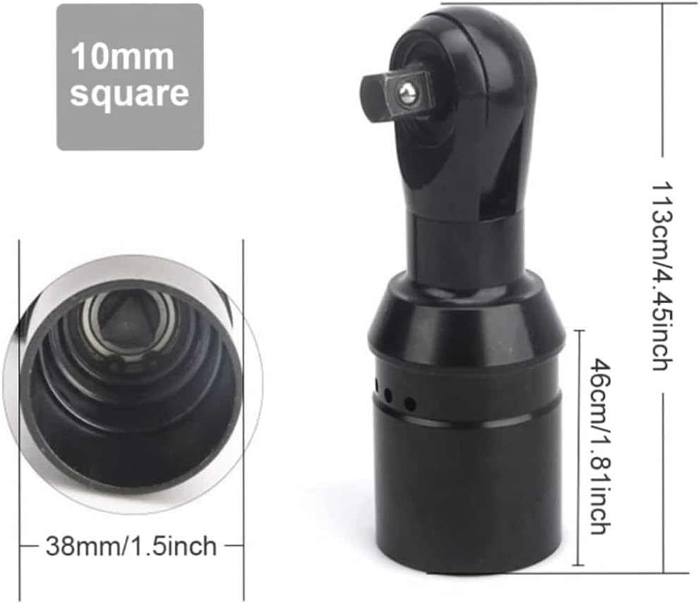Ratchet Wrench Head 3/8 Inch Square Drive 10mm Heavy Duty for Electric Cordless Ratchet Wrench Industrial Grade Tool, Black