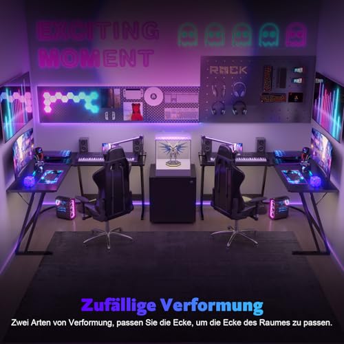 Gaming Tisch, Computertisch,Eckschreibtisch,Schreibtisch L Form,Gaming Schreibtisch L-förmiger,Groß Pc Ecktisch (Schwarz Mattiert, 120x120cm) – Bild 5