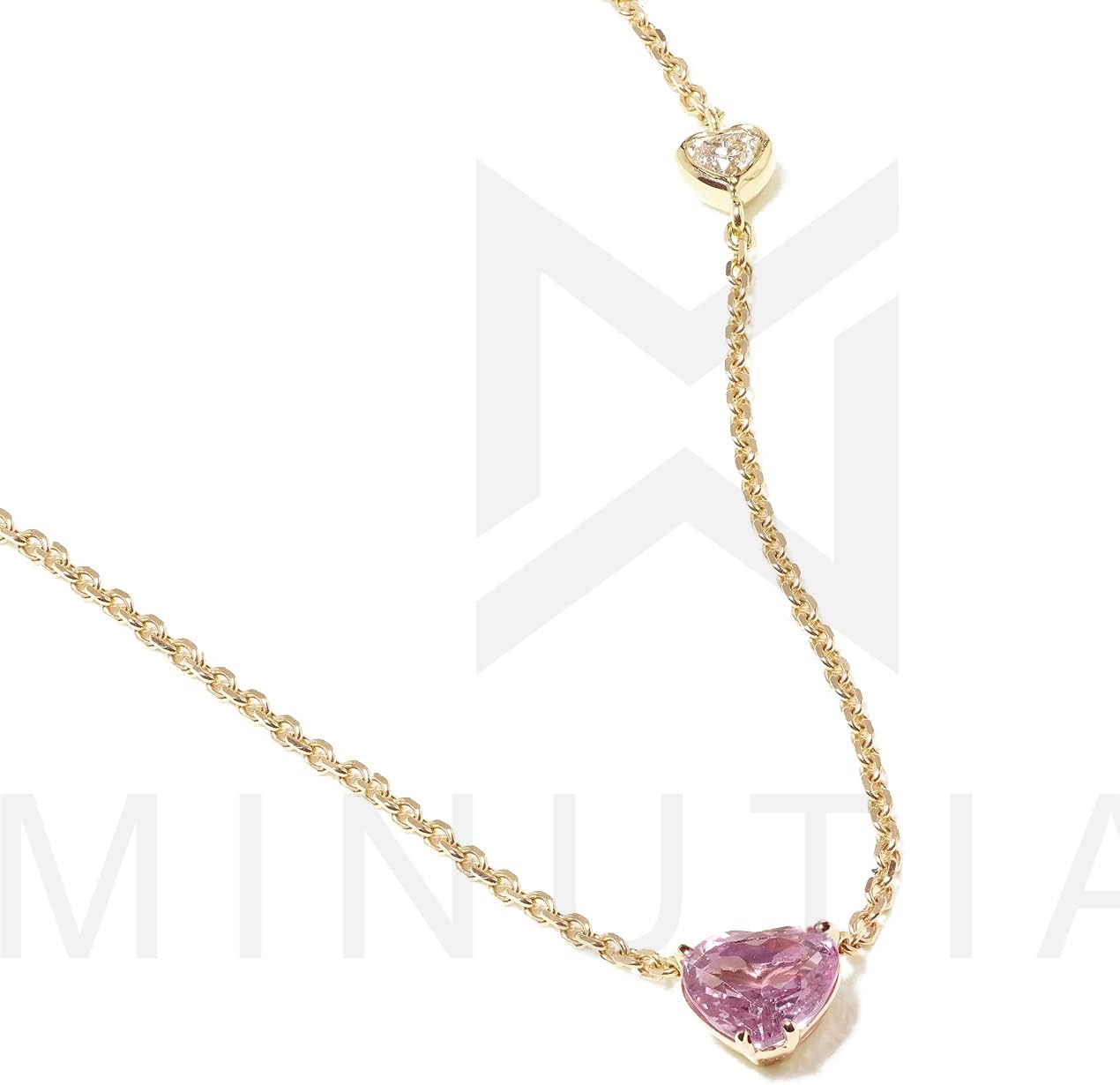 Love Heart Shape With Pink & White Diam Pendant Necklace for Girls And Women with Extendable Chain - Image 2