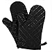 Produktbild Cisixin 1 Paar Schwarz Anti-Rutsch Küche Backofen Ofenhandschuhe Baumwolle Handschuhe Hitzebeständig Für Kochen Backen Barbecue, Schwarz