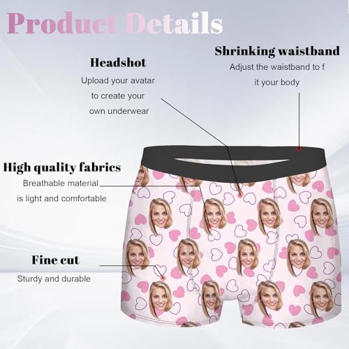 Custom Face Boxers for Men Boyfriend Husband,Personalized Funny Underwear Custom Valentine's Day Gifts for Lovers;S-XXL3