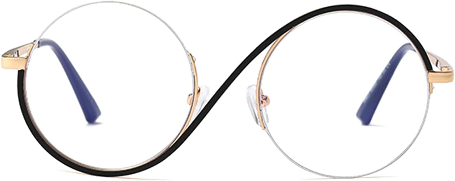 Round Reading Glasses for Women Men with Spring Hinge Multicolor Metal Frame Blue Light Blocking Womens Readers