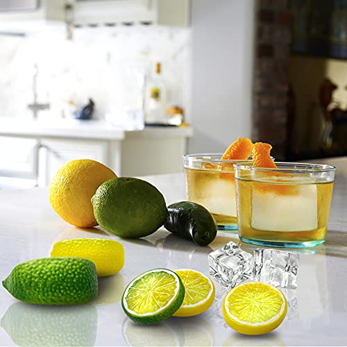 Fake Lemons Slices Blocks And Acrylic Ice Cube Set - Pack Of 38 Creative Decorative Items - Artificial Decorations For Home Kitchen Office Weddings Table Centerpiece Party With Lemon Tree Decor Theme #TOP4