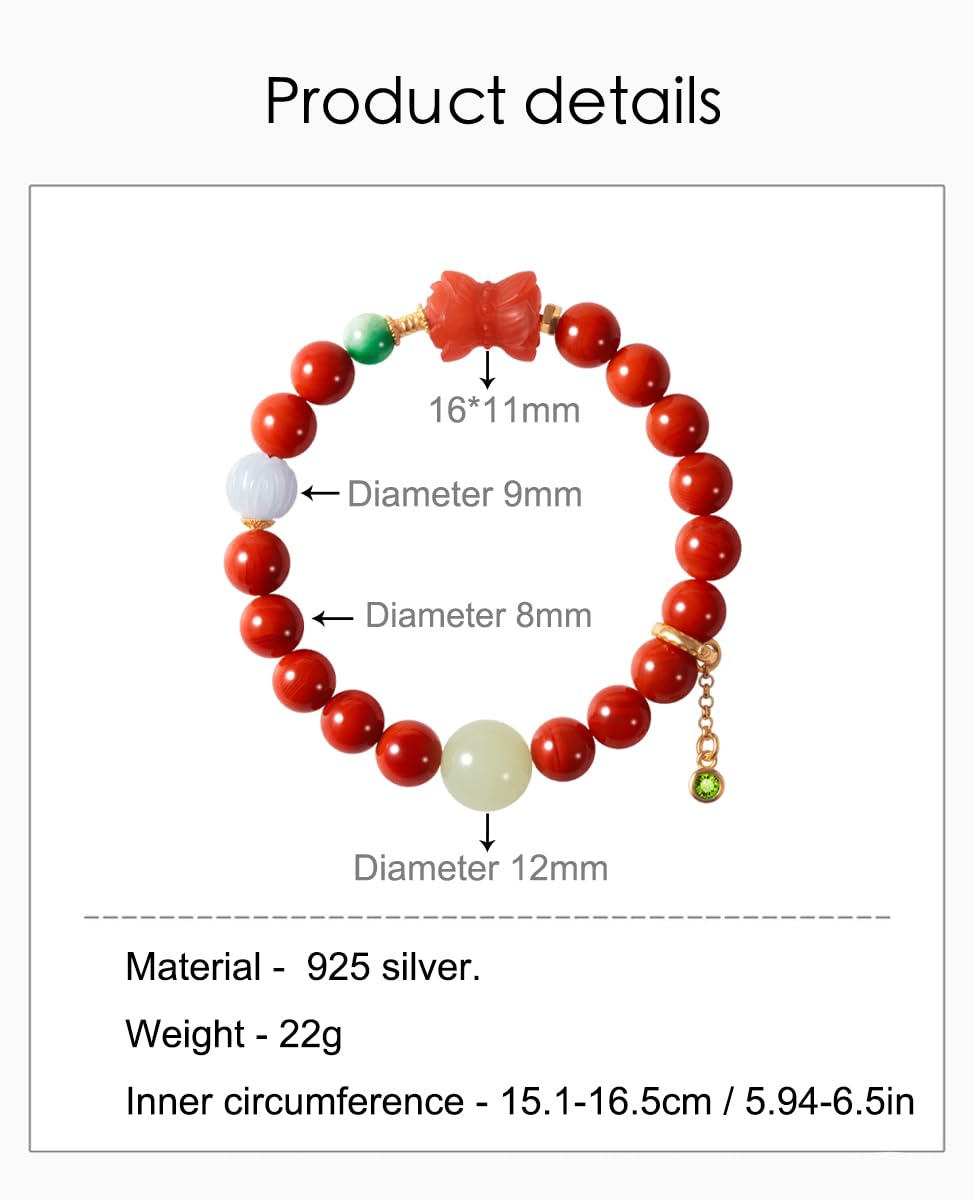 Jade-Armband, Elegantes 925er-Silber-Perlenarmband, Bekleidungszubehör 218 OneSize