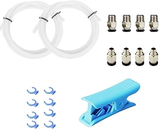 3D Printer Bowden Tube 2M, PTFE Tube Teflon Bowden Tubing with high Grade PC4-M6 & PC4-M10 Pneumatic Fittings,Tube Cutter, for 1.75mm Filament Ender 3/Ender 3 V2/Ender 3 Pro/CR 10 Series