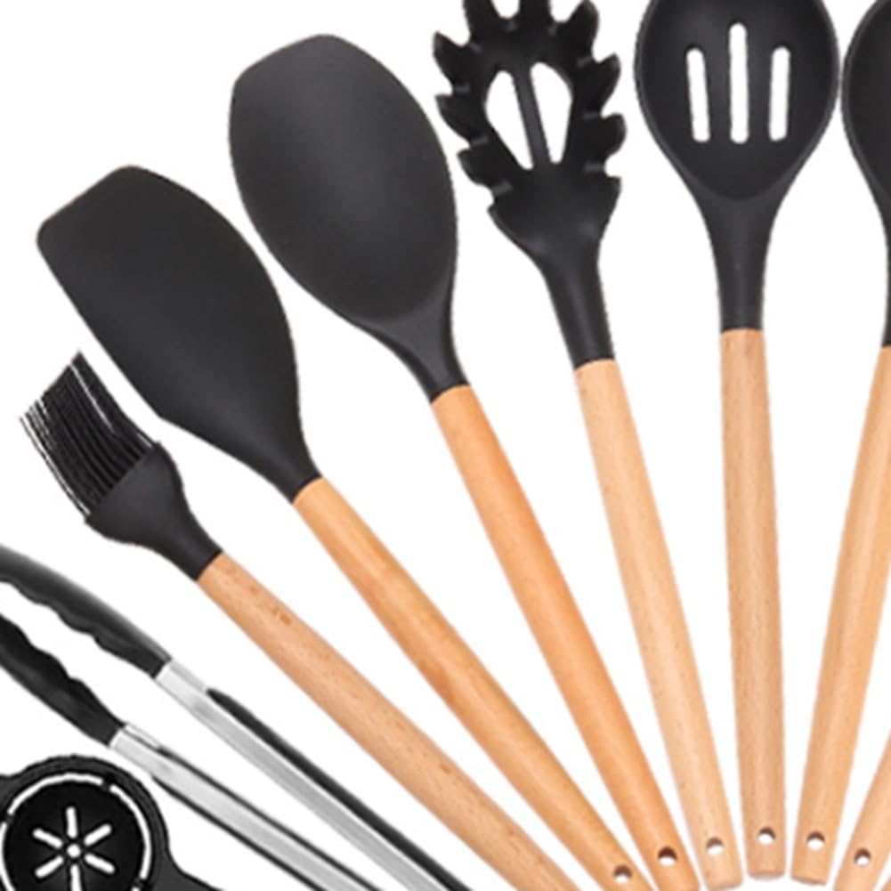 Chef Küchenhelfer-Set Aus Silikon, 34-Teilig, Hitzebeständig, Küchenhelfer und Werkzeuge mit Reibe, Schwarz