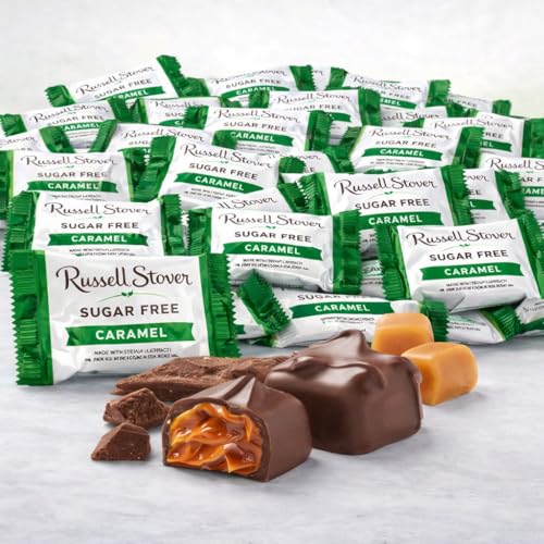 Image of Sugar Free Caramel Premium Chocalate candy - 1 lb (16 oz, 32 Pcs) Bulk - Individually Wrapped Zero Sugar Caramel Chocolate Bar - Diabetic Sugar Free
