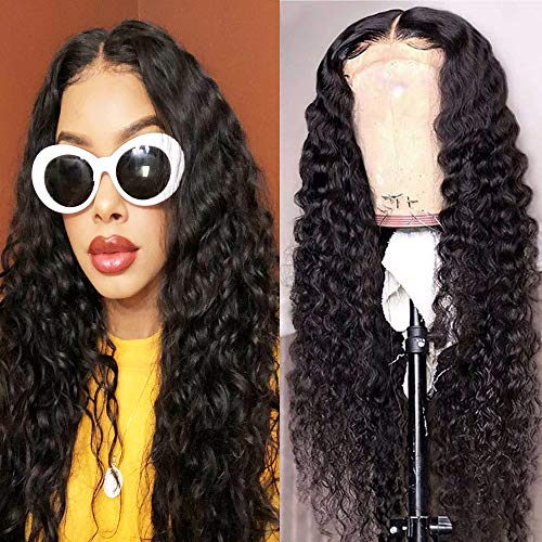 Andrai Hair Lace Front Wigs Long Curly Wet and Wavy Loose Curly Glueless Synthetic Wig Heat Resistant Fiber Hair Wig For Black Women 24 Inches
