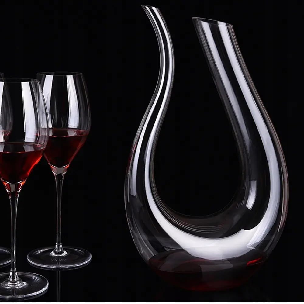 Caraffa per vino da 1,5 l, in vetro di cristallo, elegante decanter per vino rosso, vino bianco e vino rosato – Aeratore per vino fatto a mano per uno sviluppo ottimale – Caraffa decantatrice da 1500