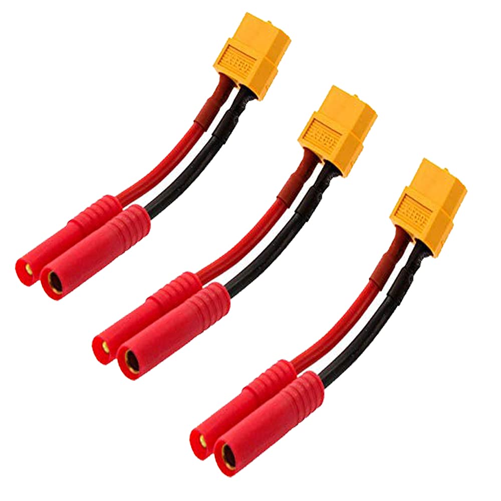 3 pcs XT60 Plug Female Connector to HXT 4MM 4.0MM Bullet Connector Banana Plug Wired Adapter