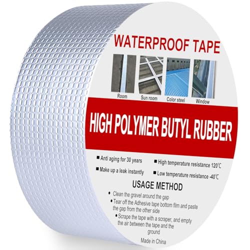 Rusoz Nastro Sigillante Impermeabile 50mmx5m Nastro Sigillante in Gomma Butilica, Sigillante Perdite Acqua, Impermeabile, per Riparazioni Tubi Acqua, Tetto, Parasole, Pavimento, Cucina, Grondaie