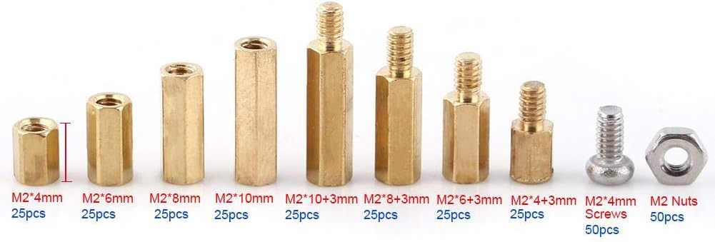 FTVOGUE Brass M2 M3 Hex Column Female Male Standoff Screw Nut Assortment Kit for PCB Board Motherboard Risers(C) - Image 3