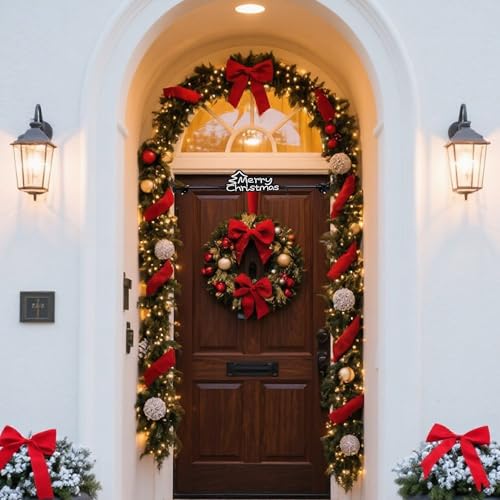 ATDAWN Haustür Girlande Aufhänger, Einzeltür Girlande Aufhänger, Weihnachtstür Dekor, Weihnachtsgirlande Aufhänger, Einstellbare Breiten, Keine Nägel oder Schrauben - Keine Schäden an Ihrer Tür