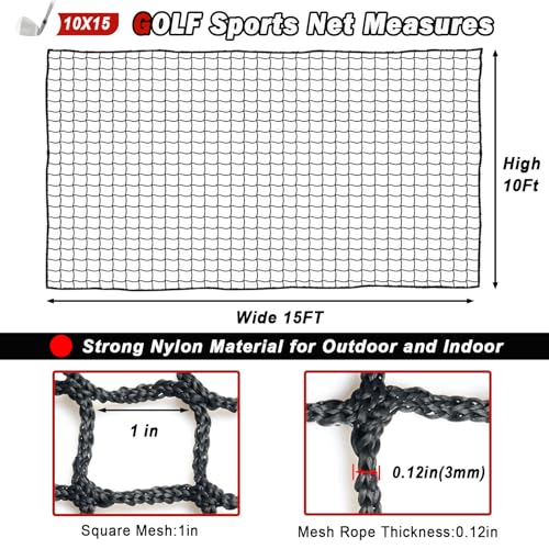 AOLIGEIJS Sports Netting, Heavy Duty Ball Netting, DIY Ball Net for Golf, Baseball, Hockey, Soccer