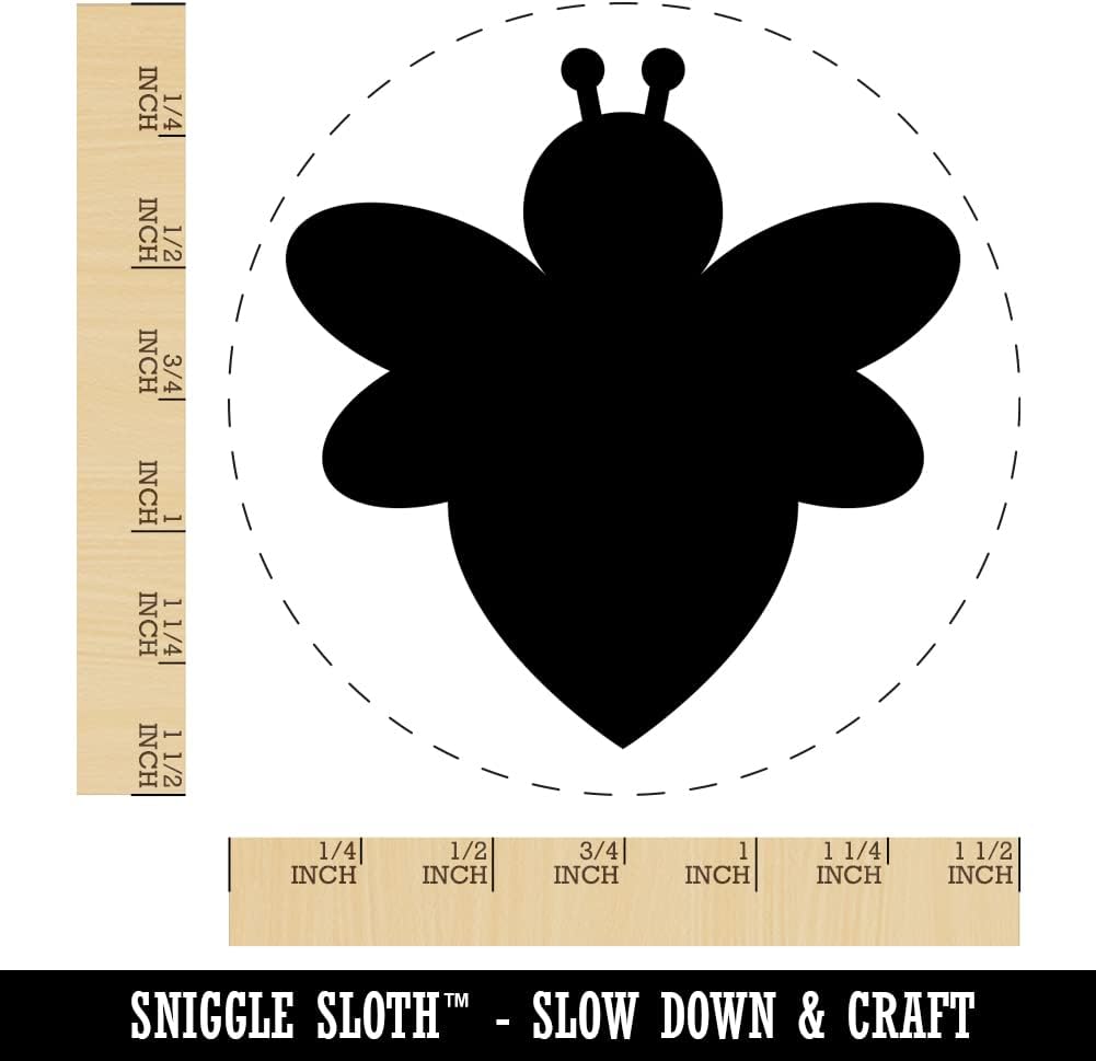 Cute Bumble Bee Solid Self-Inking Rubber Stamp Ink Stamper for Stamping Crafting Planners - 1-1/2 Inch Large - Red Ink