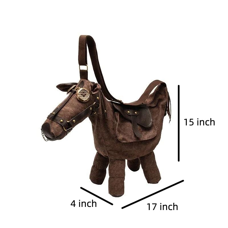 Bolso transversal con forma de caballo, estilo vaquero occidental, con correa ajustable, marrón y retro estilo rancho miniatura 7
