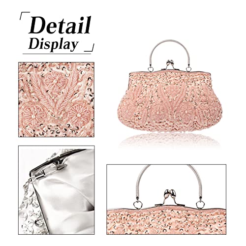 Image of CORIOS Evening Clutch Bag for Women Vintage Beaded Sequin Handbag Bridal Wedding Purse
