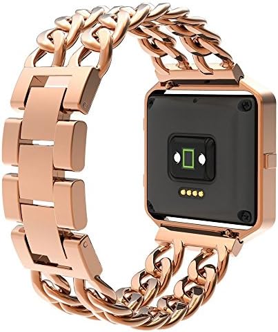 Wearlizer Compatible Fitbit Blaze Band Small Large Women Rose Gold, Lux Replacement Metal Bands Metal Frame Fitbit Blaze - Rose Gold
