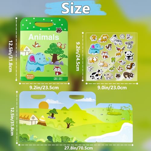 Image of Reusable Sticker Books for Toddlers 1-3, Puffy Stickers Book for Kids Ages 2-4, Toddler Travel Essential Activities Toys for Boy Girl Birthday Christmas - Dinosaur, Animal and Insect (3 Set)