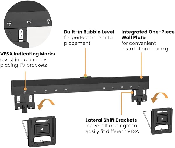 eBii Ultra Slim Micro Gap TV Wall Mount for 42"-80" Tvs, Flush Against the Wall, Universal Fixed TV Wall Bracket, Magnetic Contacts, Decorative Cover, Cable Management Kickstand - 4