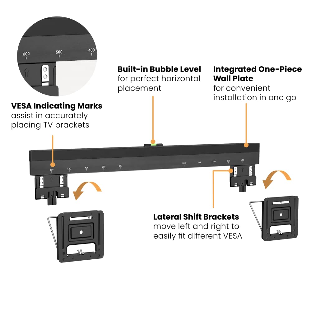 eBii Ultra Slim Micro Gap TV Wall Mount for 42"-80" Tvs, Flush Against the Wall, Universal Fixed TV Wall Bracket, Magnetic Contacts, Decorative Cover, Cable Management Kickstand - 5