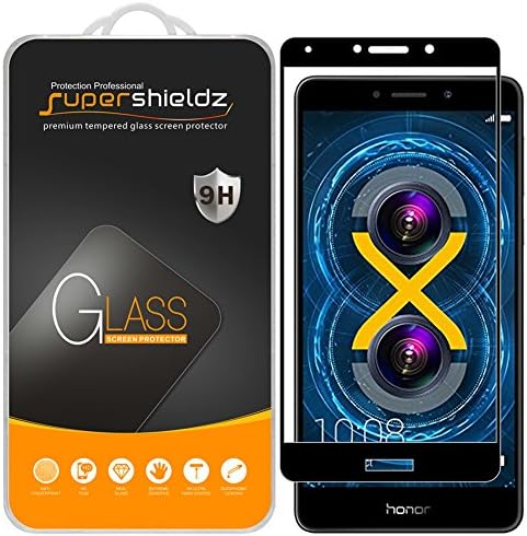 (2 Pack) Supershieldz Designed for Huawei Honor 6X Tempered Glass Screen Protector, (Full Screen Coverage) Anti Scratch, Bubble Free (Black)