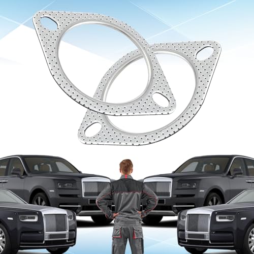 Image of 2PCS Exhaust Flange Gasket Car Exhaust Gasket 2-Inch Exhaust Gasket Material Exhaust Flange Bolt Kit, High Temp Seal Exhaust Pipe Gasket 2-Bolt for Exhaust Turbo Catback Headers(2in)
