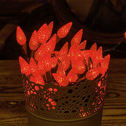 image for Twinkle Star 50 LED C6 Halloween String Lights, 17ft Battery Operated 