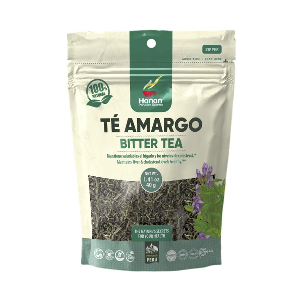 Hanan Peruvian Secrets Te Amargo Herbal Tea | 100% Natural Bitter Tea | 1.41oz / 40g | Naturally Aids in Supporting Normal Liver Function | Helps Promote Healthy Cholesterol Levels