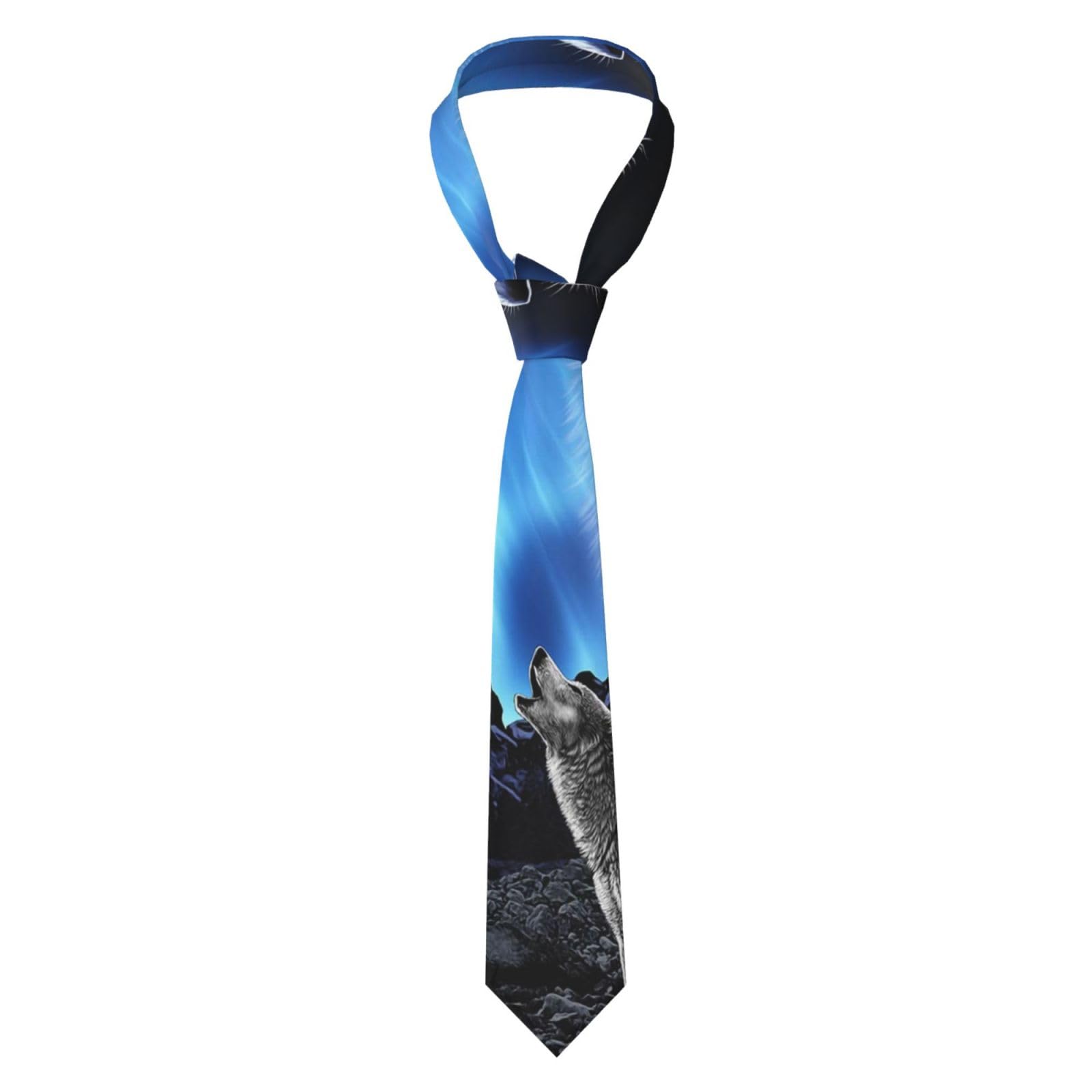 Poadnly Wolf Howling At The Moon, Neckties Mens Ties Polyester Novelty Skinny Tie For Wedding Party