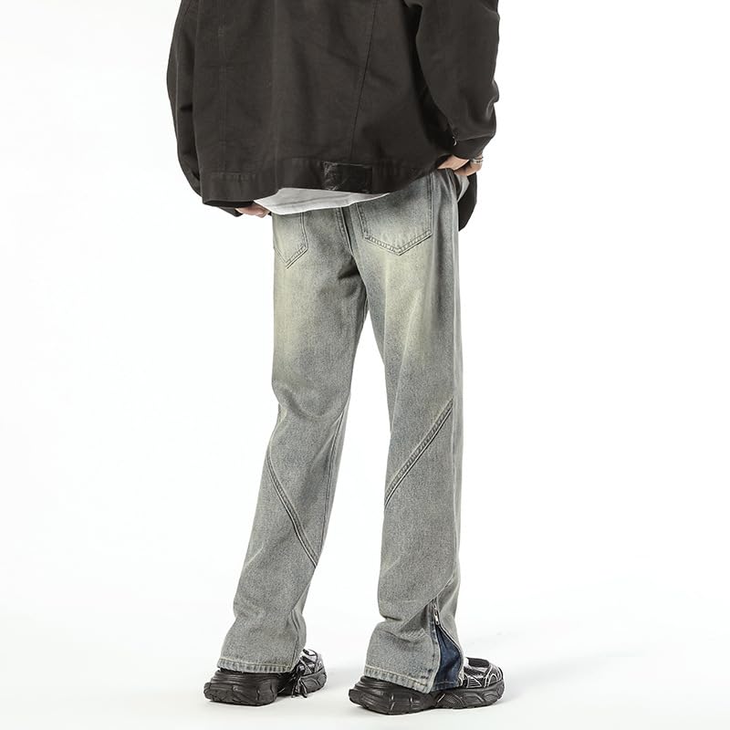 Men's Jeans Zipper Hem Americana Straight Leg Spring Denim Pants3