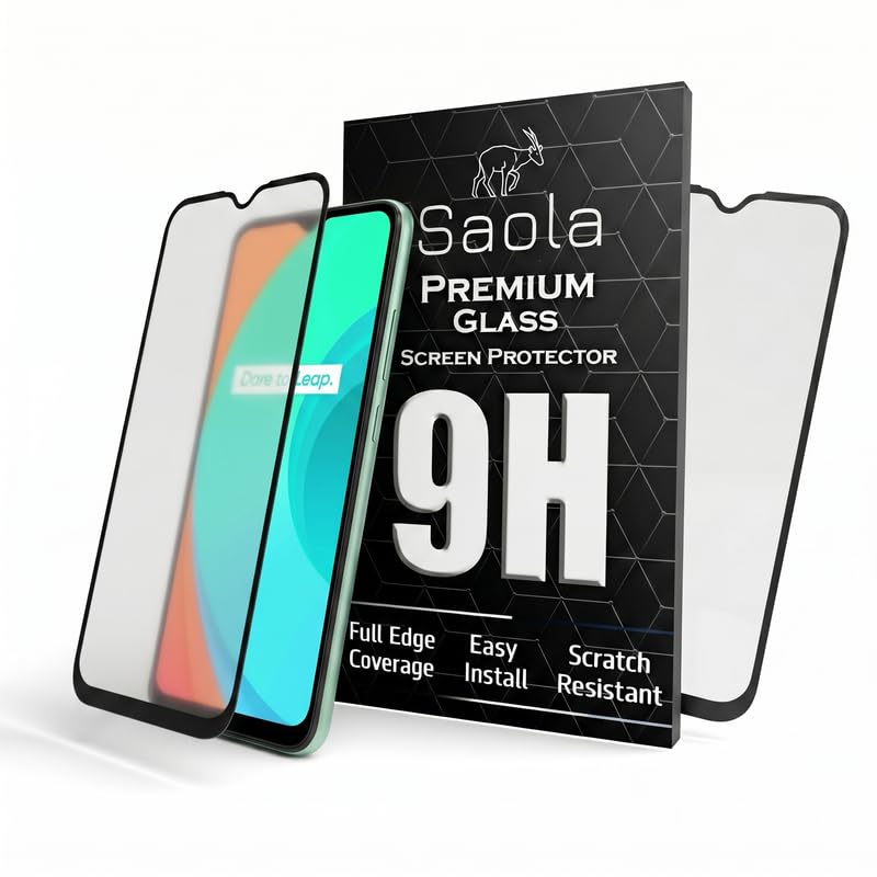 Image of Saola D+ Matte Tempered Glass With 18H Hardness For Realme C11 Smartphone (Pack Of 1) With Free Installation Kit. Full Screen Coverage - 6.5 Inch