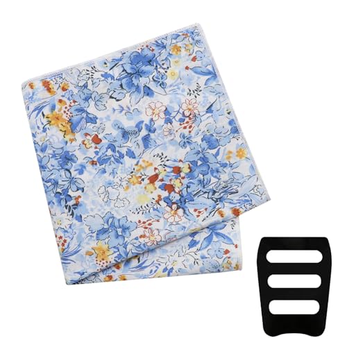 Image of Floral Pocket Squares for Men with Holder Printed Flower Mens Handkerchief Cotton Suit Pocket Hanky for Wedding