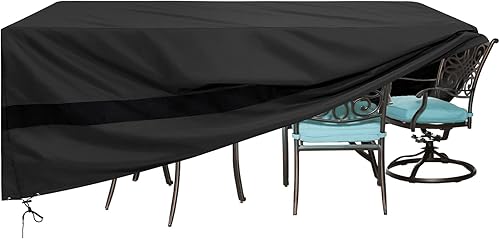 Miniatura 9 de SunPatio Fundas impermeables para muebles de patio, fundas rectangulares para mesas y sillas, juego de muebles de exterior con cordones y costuras