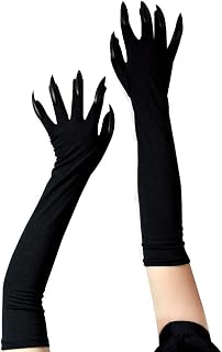Black Sugar Lange Handschuhe, Damen, dehnbar, Monster, Nägel, Handschuhe, Kralle, Kostüm, Halloween, Karneval, Schwarz, Einheitsgröße, Schwarz , One size