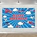 Avezano Airplane Happy Birthday Backdrop for Kids Airplane Birthday Party Decoration Banner Blue Sky Time Flies Theme Aircraft Birthday Party Supplies 70.8 x 43.3 Inch