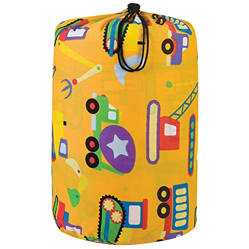 Image of Wildkin Kids Sleeping Bag - Roll-Up Design with Storage Bag for School, Travel & Camping - Under Construction