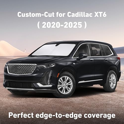 Image of EcoNour Windshield Sunshade Compatible for Cadillac XT6 2020-2023 2024 2025, Sun Visor for Front Windshield & Window Sun Shade Cover, UV Heat Blocker & Protector, Car Accessories