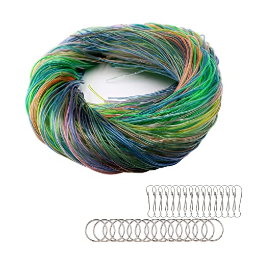 Lot de 200 Strings scoubidou en Plastique tressé, 20 Couleurs, avec 15 Clips à Clipser et 15 Anneaux pour Porte-clés, pour Bricolage, travaux manuels,...