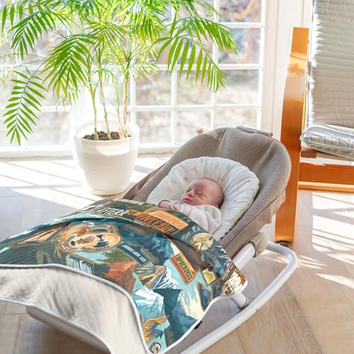Image of Baby Swaddle Blanket for Boys Girls Soft Warm Stroller Throw Blanket for Newborn Infant Toddler 30X40in Outdoor Recreation Vintage