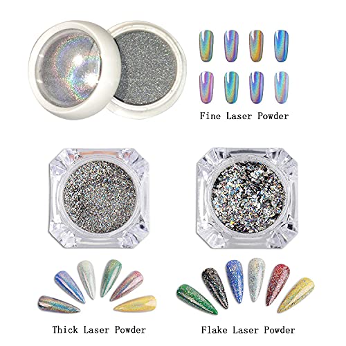BISHENGYF Holographisch Nagelpulver, Regenbogen Glitter Staub Nail Art Pulver, Einhorn Laser Effekt Pigment, Chrom… – Bild 6