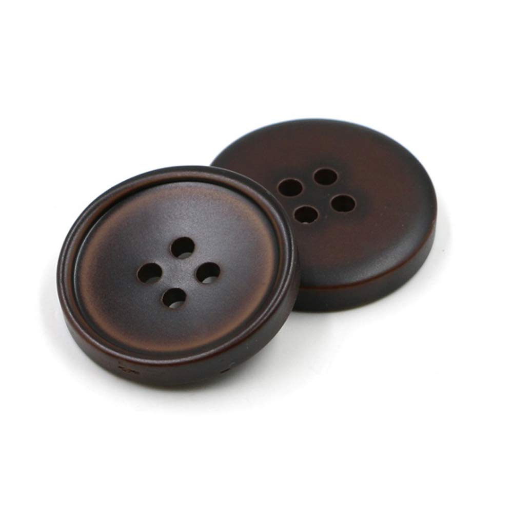 10PCS Clothes Buttons - Fashion Wooden Sewing Button 4 Holes Round Shaped Button Set for Men Women Sweaters, Uniform, Shirt, Blazer, Coat and Jacket (Coffee-2, 25mm)